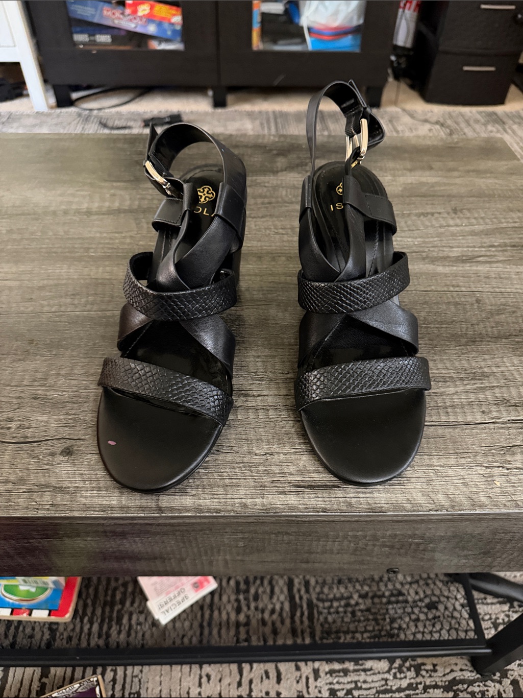 Tory Burch Black Strappy Leather Heeled Sandals